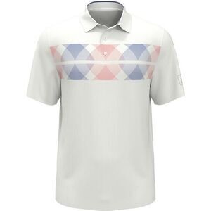 PGA TOUR Men's Argyle Print Short Sleeve Golf Polo Shirt Bright White S